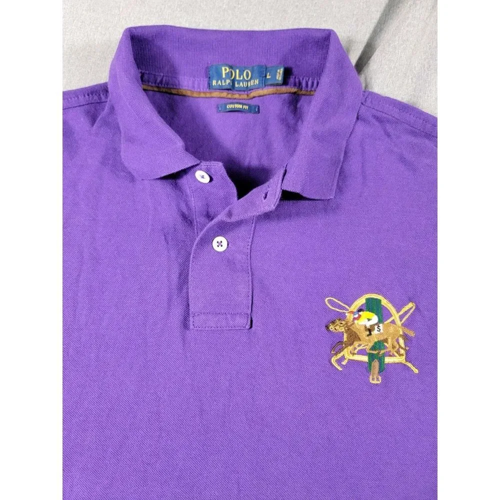Polo Ralph Lauren Custom Fit Purple Big Riders Logo Mens‎ Large Short Sleeve